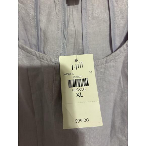 J. Jill Dress Large Crocus Lavender Linen Midi Aline Sleeveless Classic - Picture 6 of 11